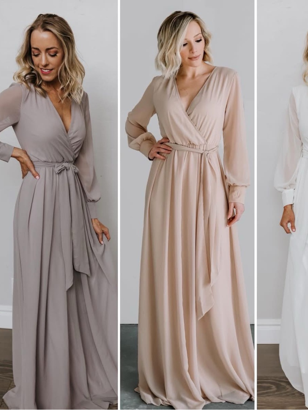 Baltic Born Lydia Long Wrap Maxi Dress in Light Grey